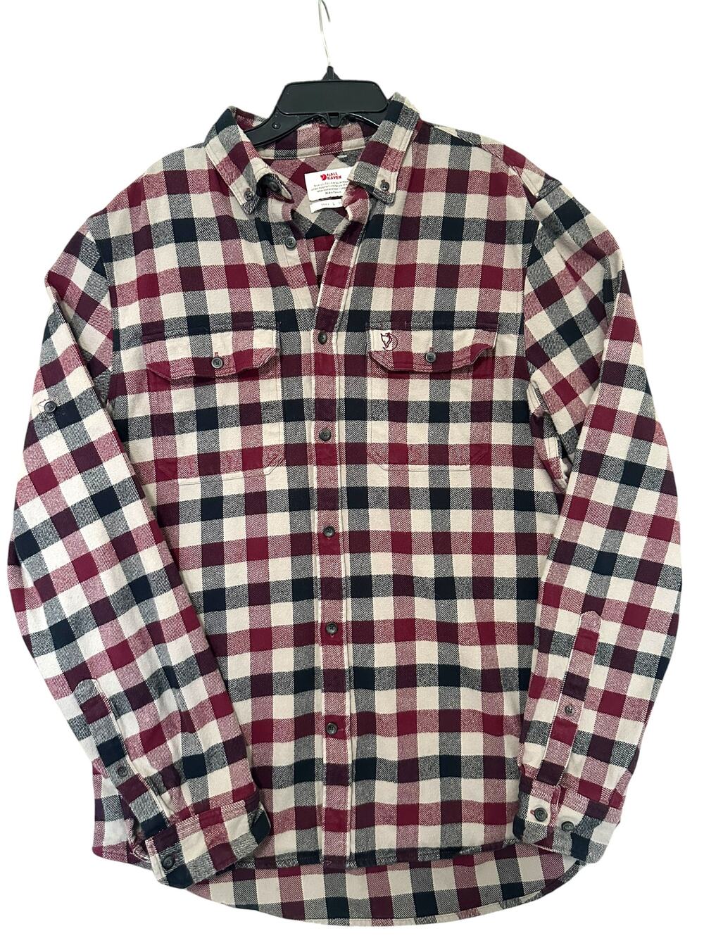 Fjallraven Skog Shirt Men Large Dark Garnet Fog Plaid Flannel Slim Fit 81353